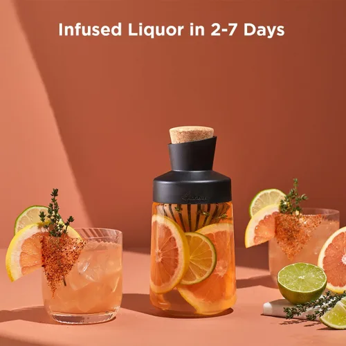 Vista 6 de Rabbit Decantador de infusión de licor, kit de infusor de alcohol y licores de 20 onzas con cesta de filtro integrada, perfecto para cócteles
