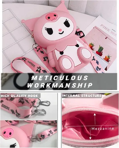 Vista 3 de CZZLYJ My Melody - Bolso cruzado de hombro con diseño de caricaturas Kuromi de anime lindo bolso de hombro