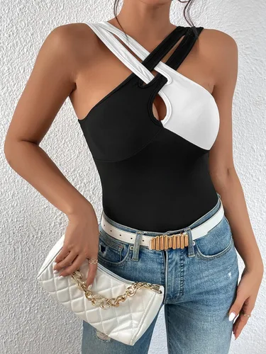 Vista 4 de SOLY HUX Camisola de verano sin mangas con corte frontal cruzado para mujer