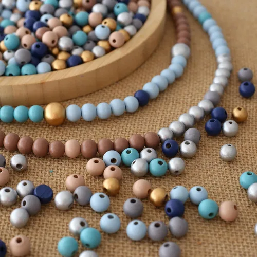 Vista 5 de ToBeIT 1000 cuentas de madera de macramé, cuentas redondas de colores de granja para manualidades, fabricación de joyas (azul-0.315 pulgadas)