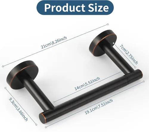 Vista 6 de Newfun Soporte de papel higiénico de bronce aceitado, SUS 304 de acero inoxidable ajustable de doble poste giratorio soporte de rollo de papel