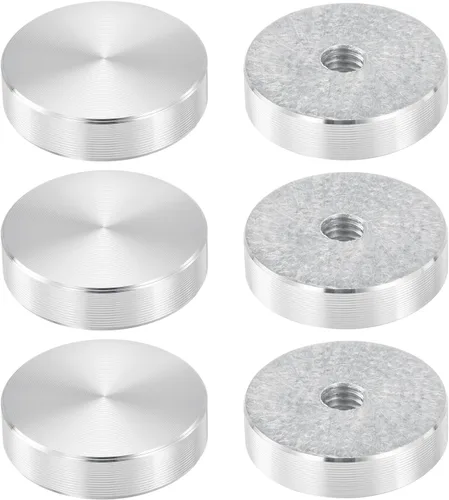 Vista 8 de uxcell M6 Rosca 0.787 in de diámetro de forma redonda de aluminio disco hardware 1pcs, aluminio círculo disco vidrio adaptador superior para mesa