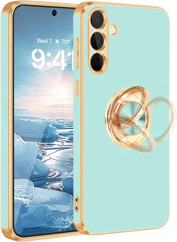 Vista 39 de Fingic Compatible con Samsung Galaxy S22 Funda con Soporte de Anillo, [Soporte de Anillo Giratorio 360° Magnético con Kickstand][Borde Dorado