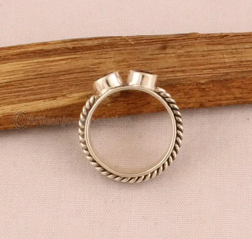 Vista 4 de 925 Sterling Silver Ring, Handmade Spinner Ring, Two Ton Rings, Narrow Spinner Ring, Minimalist Ring Silver, Natural Garnet Ring, Boho Ring Women