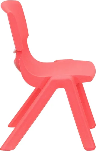 Vista 3 de Flash Furniture Emmy - Juego de mesa redonda de plástico rojo de 33 pulgadas con 4 sillas