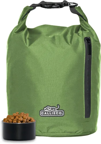 Vista 8 de Callieco Bolsa de Viaje para Comida de Perro con Cucharón de 1 Taza y Bolsillo Lateral con Cremallera Recipiente Impermeable para Almacenamiento