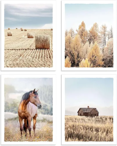 Vista 12 de Imágenes de paisajes de la naturaleza, arte para pared, bosque brumoso, árbol, montaña, animales salvajes, ciervos, lago, escena, obra de arte