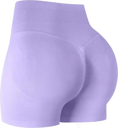 Vista 8 de ATHVOTAR Pantalones cortos de gimnasio para entrenamiento para mujeres, cintura alta sin costuras que levantan y fruncen los glúteos, pantalones