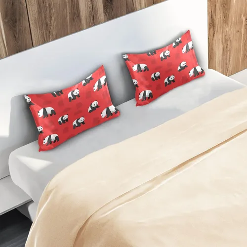 Vista 6 de Blueangle Bear Panda - Funda de almohada de satén para cabello y piel, tamaño estándar (20 x 26 pulgadas), fundas de almohada de satén con cierre