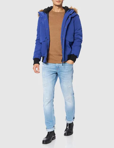 Vista 2 de Superdry Chaqueta Everest Bomber para hombre, acolchado reciclado, ajuste delgado, Negro