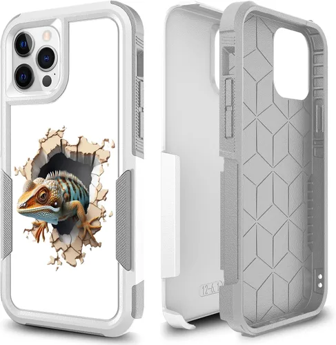 Vista 8 de Funda protectora para iPhone 12 Pro, diseño deportivo único de policarbonato duro de absorción de golpes + funda protectora híbrida de doble capa