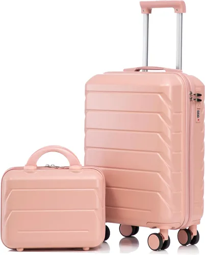 Vista 134 de Merax 3 piezas expandible ABS Hardshell equipaje Sets Spinner Wheel Maleta TSA Lock Suit Case, Apertura frontal negra, Juego de 2 piezas, Maleta