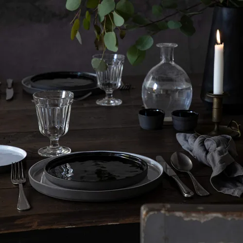 Vista 6 de Costa Nova Plato de pan de cerámica de 6 pulgadas, colección Lagoa Eco Gres, negro, apto para microondas y lavavajillas, acristalamiento seguro