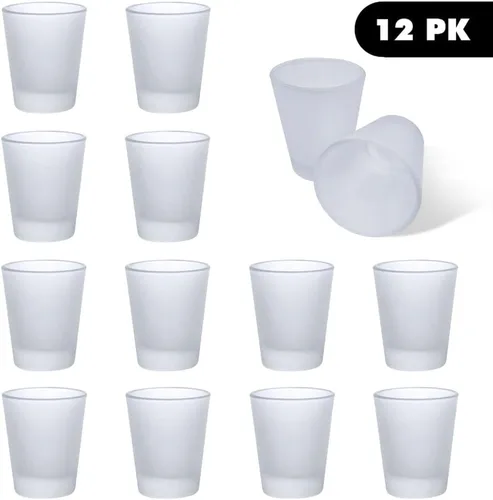 Vista 4 de Rockin Juego de 12 vasos de chupito transparentes de 1.5 onzas con base pesada, vasos de chupito transparentes esmerilados a granel (12)