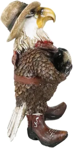 Vista 4 de Ebros Gift Country Western Comical Cowboy Eagle Sheriff con bufanda, sombrero y botas, estatuilla rústica de granja, decoración de águilas