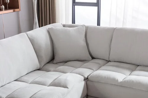 Vista 7 de Roundhill Furniture Breton - Sofá modular modular para sala de estar, en forma de L, 5 piezas, gris ostra