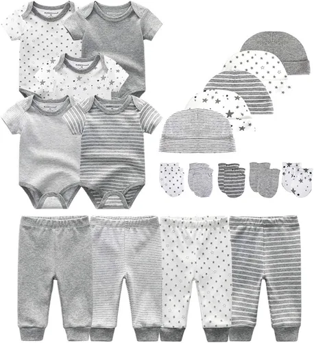 Vista 25 de Kiddiezoom Conjunto unisex de ropa esencial para bebé, juego de regalo, 19 piezas para bebé recién nacido azul (Blue1)