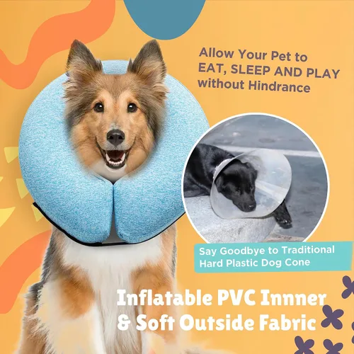 Vista 6 de Big Ant Collar inflable protector para perros y gatos, cono suave para perros después de la cirugía, collar de dona para cuello de perro, collar