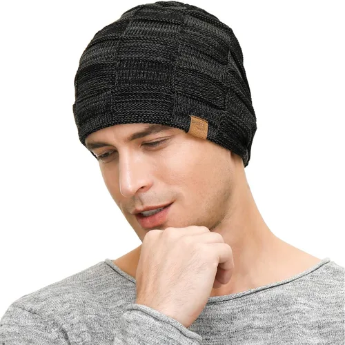 Vista 3 de Vgogfly Slouchy Beanie for Men Winter Hats for Guys Cool Beanies Mens Lined Knit Warm Thick Skully Stocking Binie Hat
