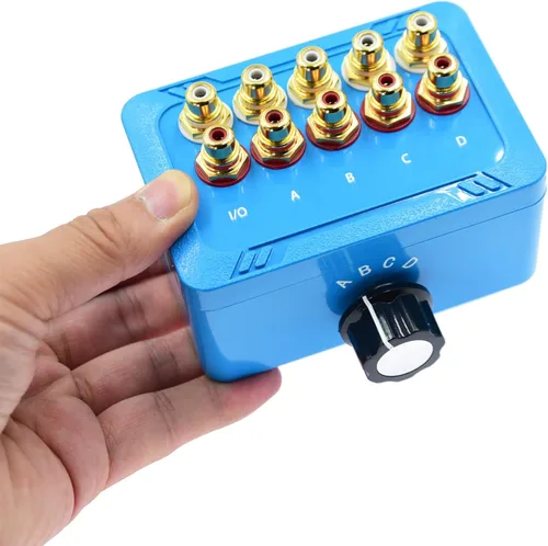 Vista 11 de Sin ruido 2 en 4 salida o 4 en 2 salida Audio Selector de sonido RCA hembra canal estéreo 2 interruptor divisor caja conmutación sin alimentación