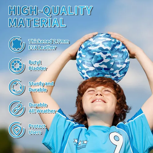 Vista 4 de Libima Balón de fútbol de camuflaje con inflador, tamaño oficial 4, para interiores y exteriores, colorido y suave, juguete para niños y niñas