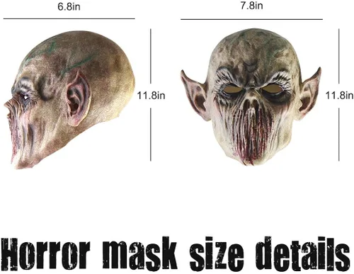 Vista 7 de Máscara de terror de Halloween, máscara de terror realista de látex para adultos, máscara de diablo espeluznante, disfraz de cosplay para fiestas