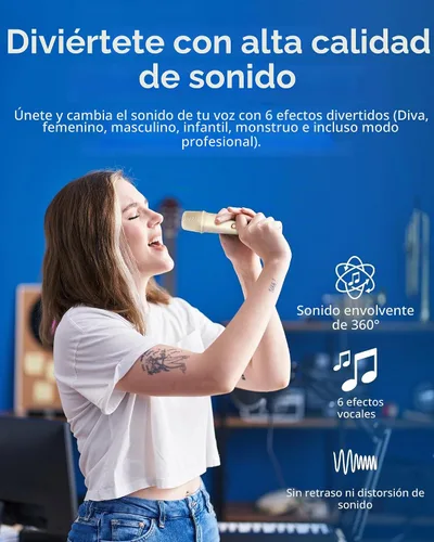 Vista 3 de PHILIPS S2508 Máquina de karaoke portátil, altavoz Bluetooth para fiestas con 2 micrófonos de karaoke, batería de 7 h, modos de luz multicolor