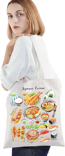 Vista 3 de BWWKTOP Bolsa de mano de cocina japonesa Regalos de viaje de Japón Bolsa de hombro Cultura japonesa Mercancía de viaje de Japón, Cocina Japonesa