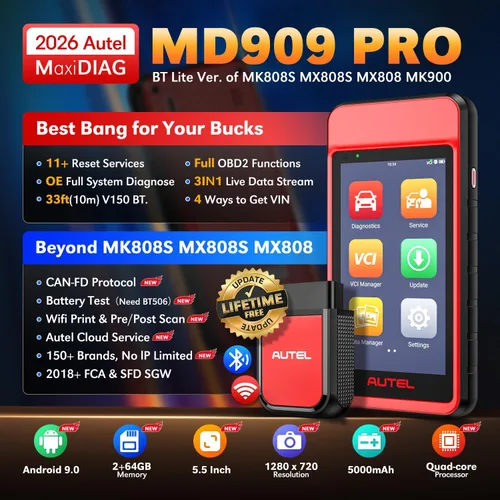 Vista 2 de Autel MD909 PRO MaxiDiag OBD2 escáner, herramienta de diagnóstico