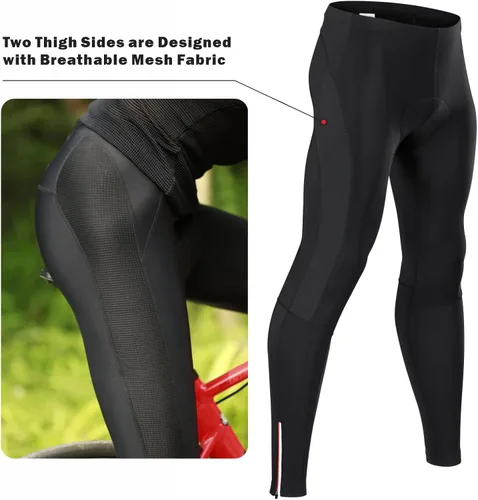 Vista 3 de qualidyne Pantalones largos de ciclismo para hombre, mallas acolchadas 4D para ciclismo, leggings para ciclismo al aire libre