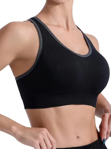 Vista 2 de FITTIN - Brasier deportivo con espalda cruzada para mujer soporte acolchado de alto impacto sin costuras para yoga gimnasio entrenamiento y Fitness