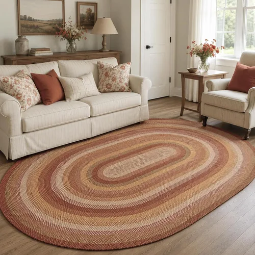 Vista 72 de Homespice Alfombra ovalada trenzada de yute de hoja ámbar, ideal como Hoja de ámbar