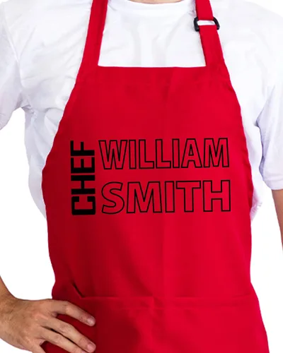 Vista 2 de Delantal de chef personalizado con nombre – Delantal personalizado para hombres, regalo de cocina de barbacoa para papá, marido o abuelo – Delantal