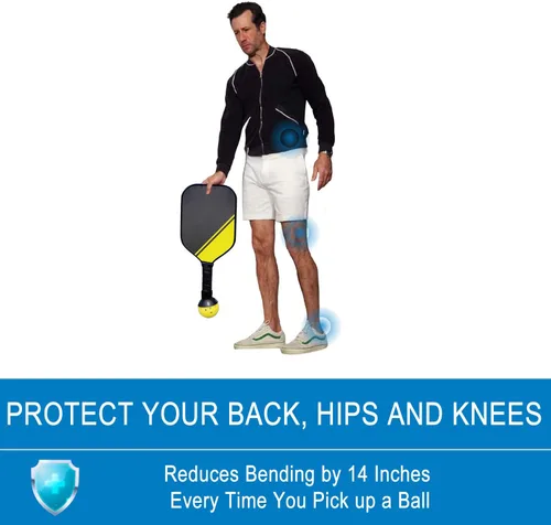 Vista 6 de QOGIR Recogedor de bolas de pickleball: fácil de recoger sin agacharte, se adapta a cualquier pala
