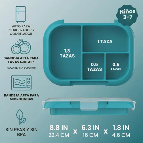 Vista 3 de Bentgo Bandeja de repuesto Chill Kids Lunch Box – Caja Bento reutilizable de 4 compartimentos para una fácil preparación de comidas; capacidad