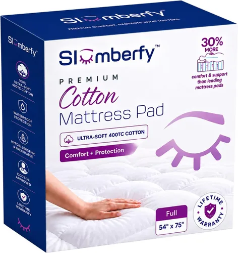 Vista 9 de Slumberfy - Protector de colchón impermeable de alta calidad tamaño individual – Protector de colchón acolchado de algodón de 400 hilos, tela
