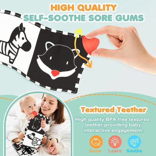 Vista 7 de Juguetes para bebés de alto contraste para recién nacidos
