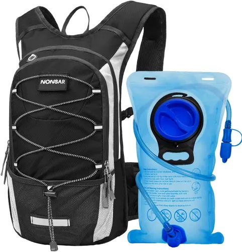 Vista 13 de NONSAR Mochila de hidratación, mochila de senderismo con vejiga de agua de 3 L, paquete de hidratación de aislamiento ligero, mochila de agua
