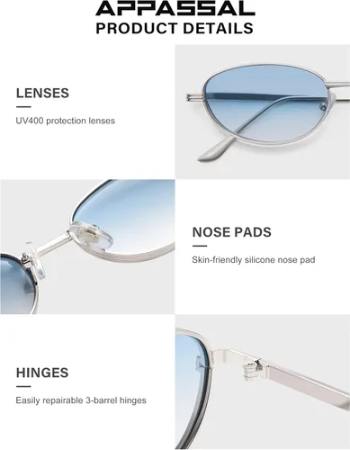 Vista 5 de Gafas de sol ovaladas retro para mujer, tonos clásicos de moda Y2k Sunnies AP3747