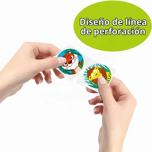 Vista 5 de 600 calcomanías redondas de animales marinos de zoológico en 16 diseños con línea perforada versión ampliada (cada uno mide 1.5 pulgadas de diámetro)