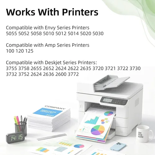 Vista 2 de Cartuchos de tinta remanufacturados ecológicos de reemplazo para HP Ink 65 XL 65XL, paquete combo negro y color, para 5055 5052 5010 5070 5014 3755