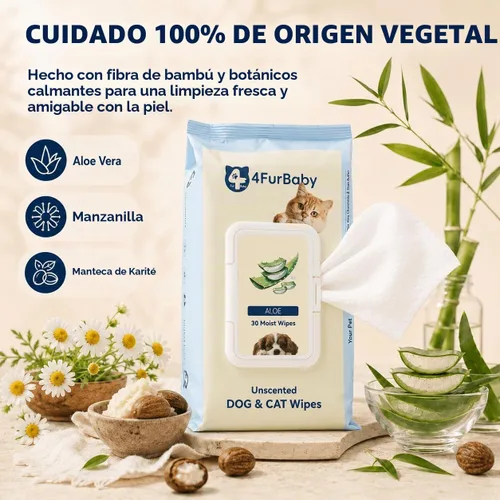 Vista 7 de Toallitas para perros para patas y traseros, sin perfume, 30