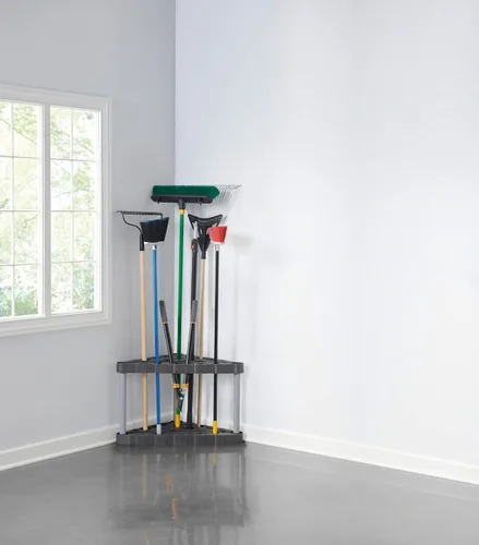 Vista 7 de Rubbermaid Estante de plástico para herramientas de esquina de garaje, fácil de montar, organiza hasta 30 herramientas de mango