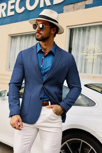 Vista 3 de GRACE KARIN - Chaqueta blazer deportiva para hombre, casual, ligera, con 2 botones, abrigo deportivo y blazers, chaqueta de traje