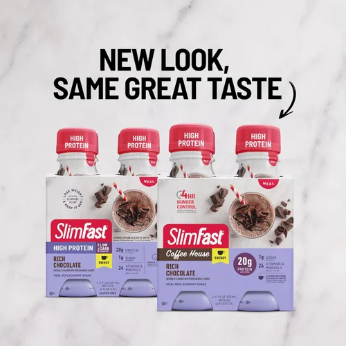 Vista 6 de SlimFast Advanced Energy Mocha Cappuccino Shake Reemplazo de comida listo para beber 0.71 onzas de proteína 4 botellas de 11 onzas líquidas Se puede