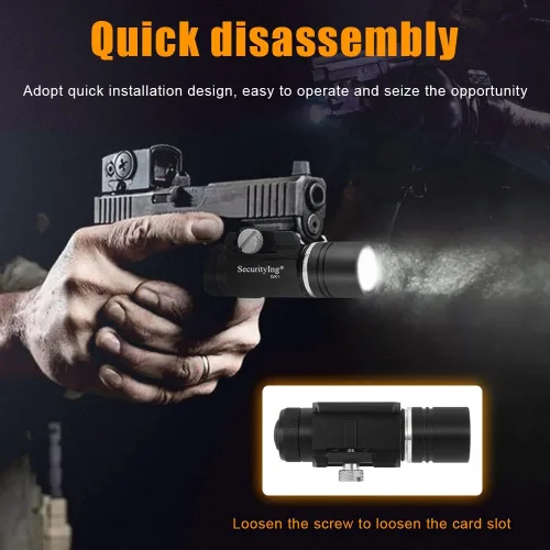 Vista 7 de Mini luz de rifle de 320 lm, montaje Picatinny/Mlok, 1 unidad Includes Battery, Compact Design Fits 1913 Standard Guide Rail . Durable Aluminum