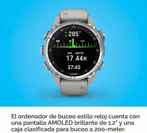 Vista 3 de Garmin Descent™ Mk3, computadora de buceo estilo reloj, 1.693 in, gris niebla Subwave Sonar Networking, Multiple Dive Modes, Dive Focused Design