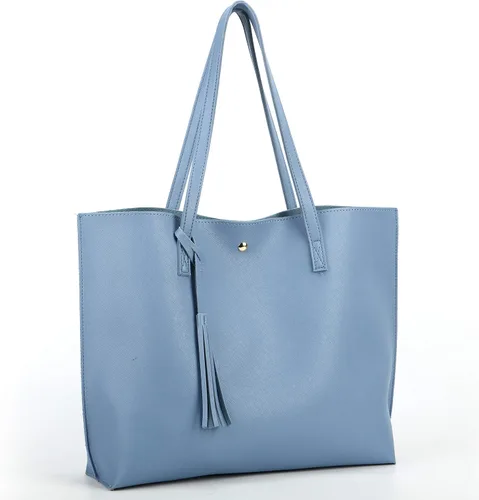 Vista 3 de Bolso con asas para hombro para mujer, de cuero sintético, con borla