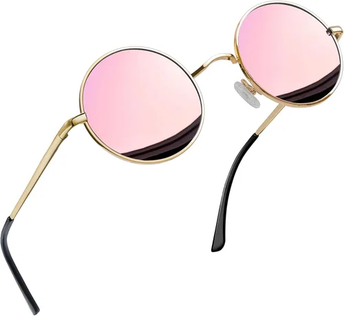 Vista 26 de Joopin Gafas de sol redondas pequeñas Hippie Circle Teashades Traje de protección UV Todo negro