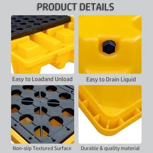 Vista 5 de Industrial Spill Containment Tray, Modular Design for Leak Prevention, Oil Tank and Chemical Spill Management Solution,Amarillo-49x35x9cm